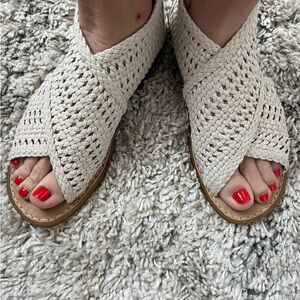 Born Cream Crisscross Sandals